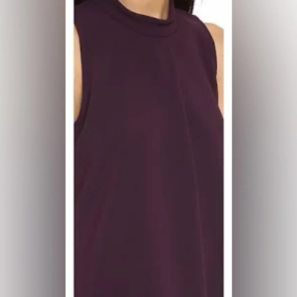 THEORY Talniza Admiral Crepe Plum Purple Sleeveless Blouse Minimalist Top - Picture 4 of 12
